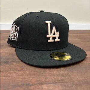 New Era Black 59FIFTY Cap with Peach LA Logo (Capanova)